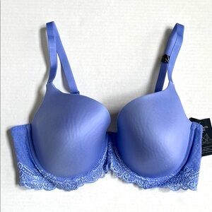 Chic Blue Lace Accent Bra